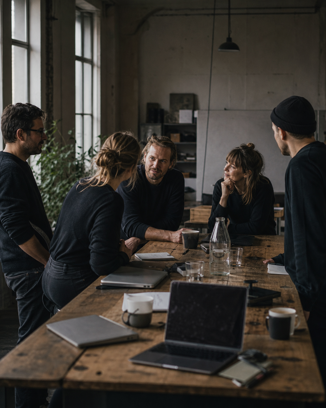 A small Kesk founding circle around a table — community-built campaign